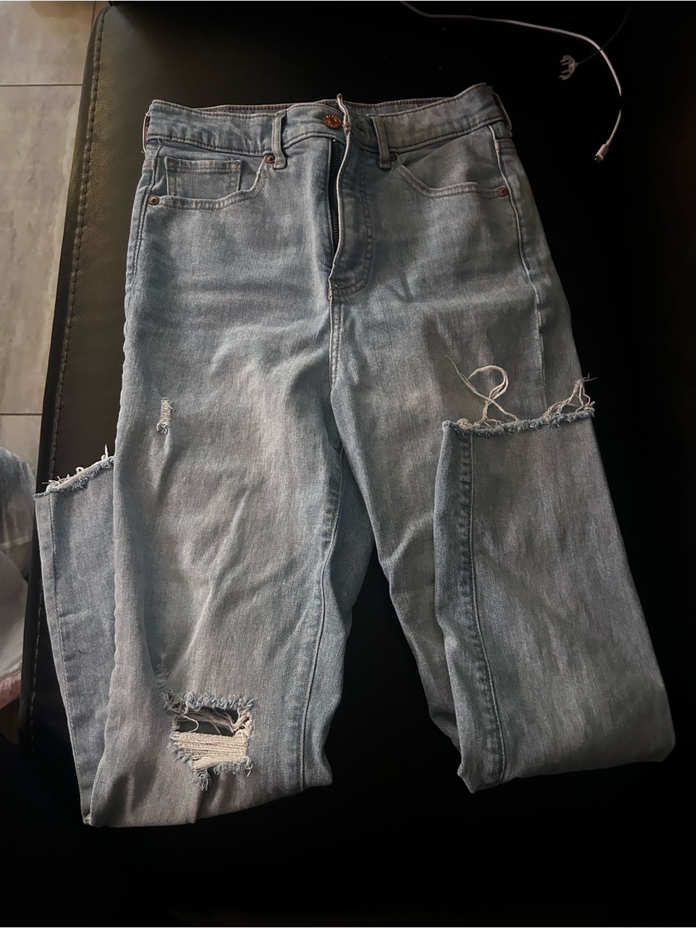 Express Light Blue Distressed Boyfriend Jeans